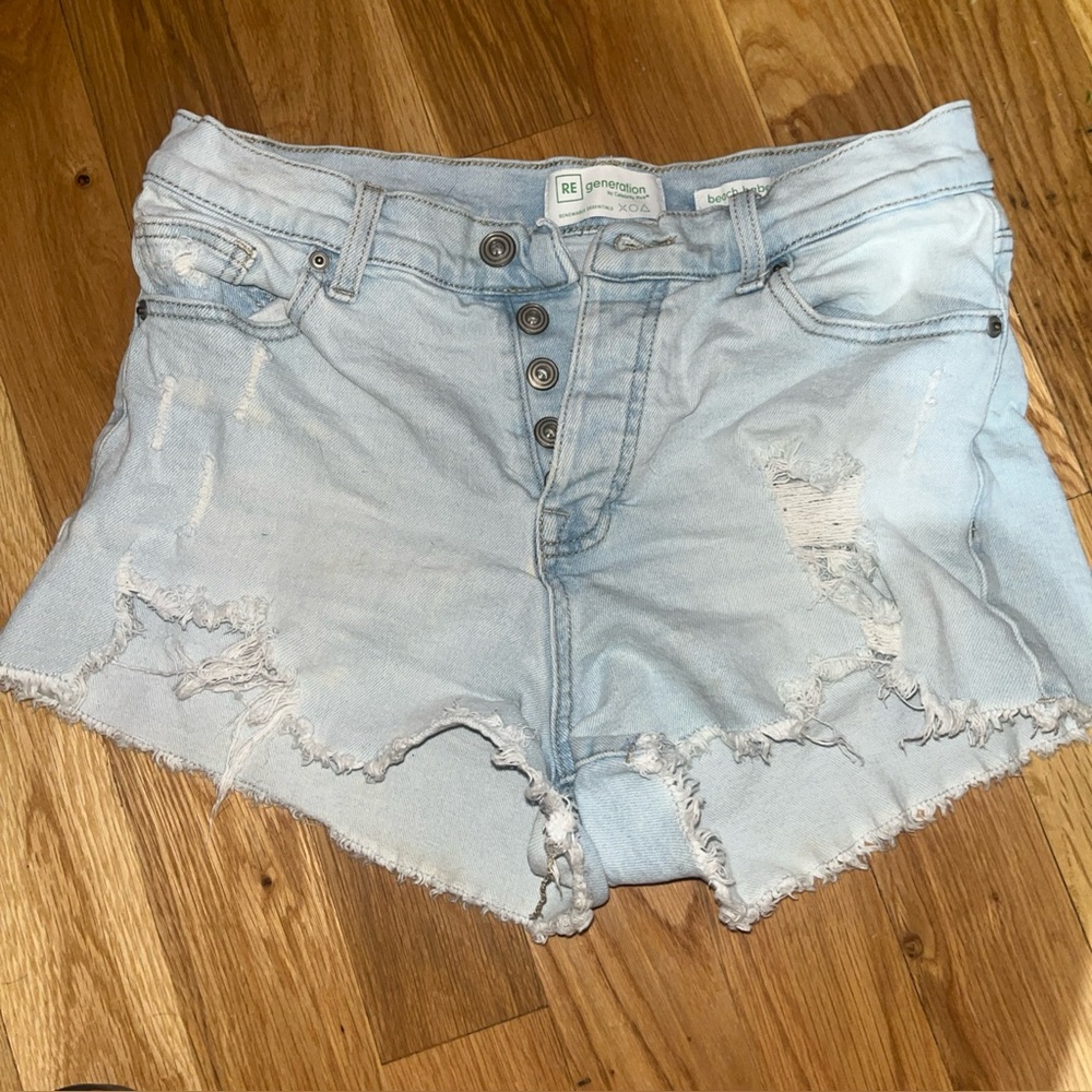 Light Blue Distressed Denim Shorts